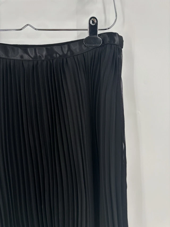 Falda Victor Costa Vintage Mujer 8 Negra Plisada Forrada Hasta la Rodilla Gasa Foto 4 de 4