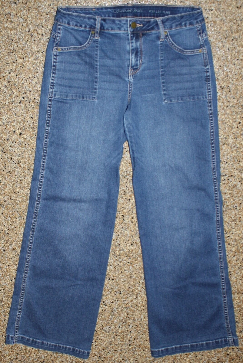 Calvin Klein W29 L32 FLARE Leg MENS Medium Wash STRETCH Square