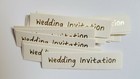 Wedding Tags - Ivory ridged, gold foil Wedding Invitation