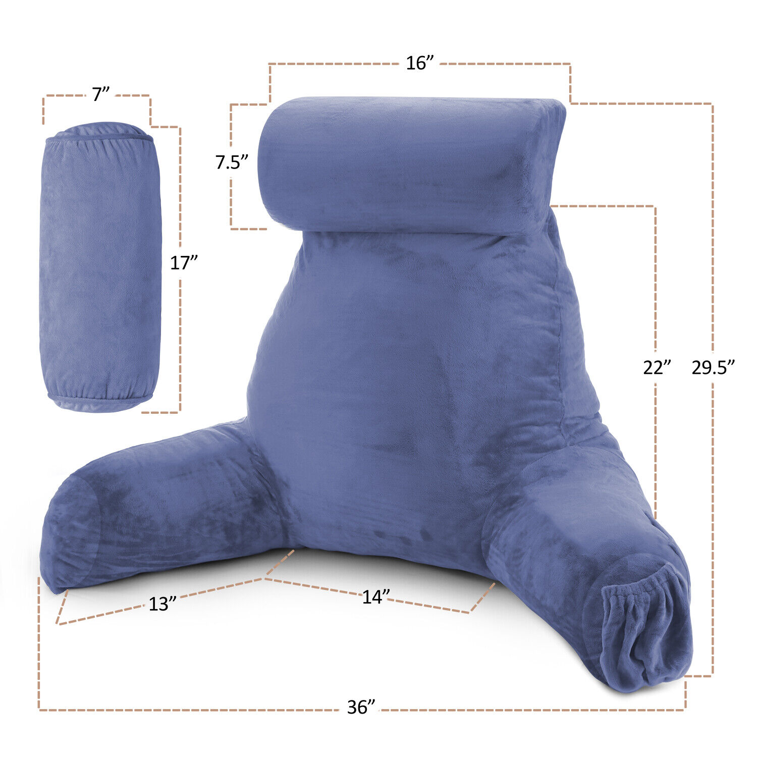 Large Soft Foam Reading & TV Relax Pillow + 2 Neck & Lumbar Pillows with Pockets - Picture 340 of 357