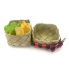 2PC Square Sticky Rice Bamboo Serving Basket Set Thailand StickyRice Container