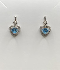 Sterling Silver Cubic Zirconia Heart Dangle Earrings