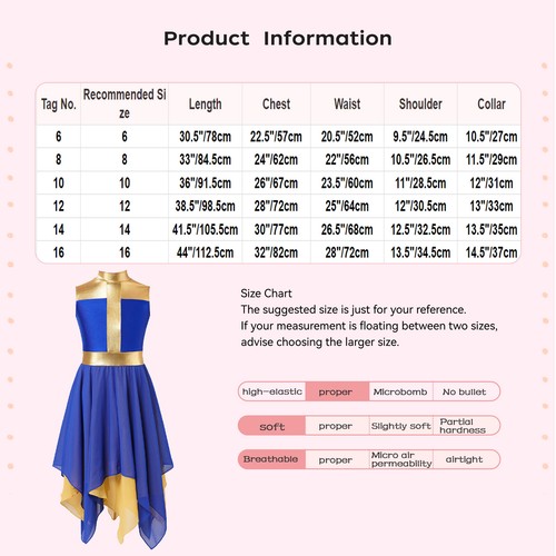 Girls Dress Dance Gown Liturgical Praisewear Lyrical Costume Cross Robe Praise - Picture 39 of 52