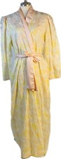 Vintage Natori by Neiman Marcus Pink Floral Cotton Robe Belted Sheer Lace sz M