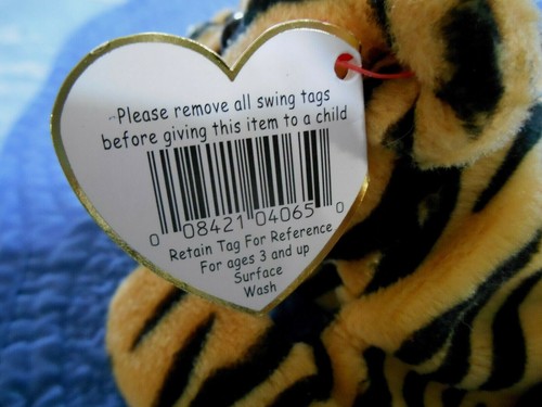 TY Beanie Baby STRIPES Tiger Beanie Baby 1995 ¡Excelente Estado! - Imagen 7 de 10