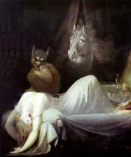 THE NIGHTMARE WOMAN HORSE SPIRIT DEMON ROMANTIC PAINTING BY HENRY FUSELI REPRO