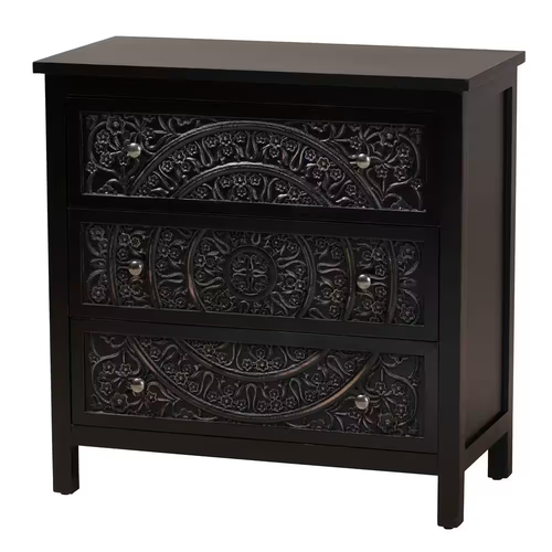 Black 3-Drawer Storage Cabinet