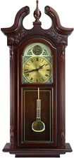 Bedford 38” Chiming Pendulum Grandfather Wall Clock Rich Cherry Oak Wood Finish