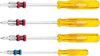 BROWN D-12SET Screw Catch Holding Driver (#00,#0,#1, SLOTTED4.3mm) Set