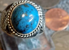 New Sterling Silver Kingman Turquoise Mens Ring Navajo E Richards Size 14 1/4