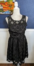 Banana Republic Polka Dot Black Mesh Sleeveless Zip Dress Sz 8 Medium M