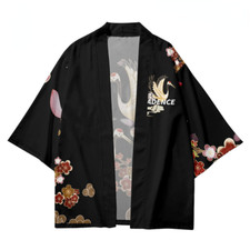 Men Kimono Yukata Coat Jacket Japanese Retro Top Cardigan Baggy Haori Casual Tee
