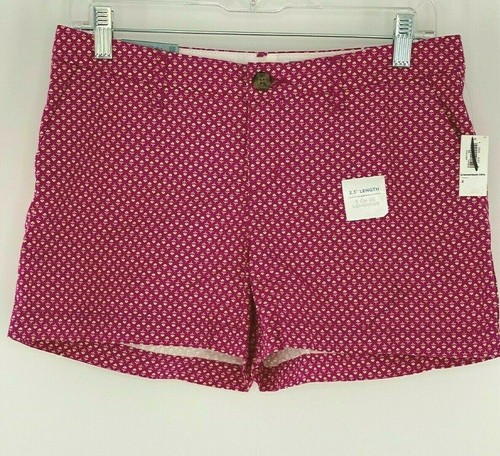 Old Navy Shorts Women 4 Floral Flat Front 3.5 Inseam Pink Slit Pockets Everyday