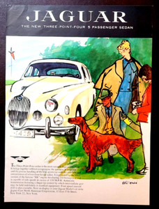 Jaguar 3.4 Sedan Original 1957 Vintage Color Print AD