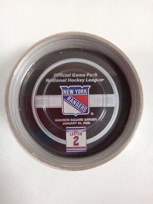 Brian Leetch New York Rangers Official Game Puck 1/24/08 Madison Square Garden #