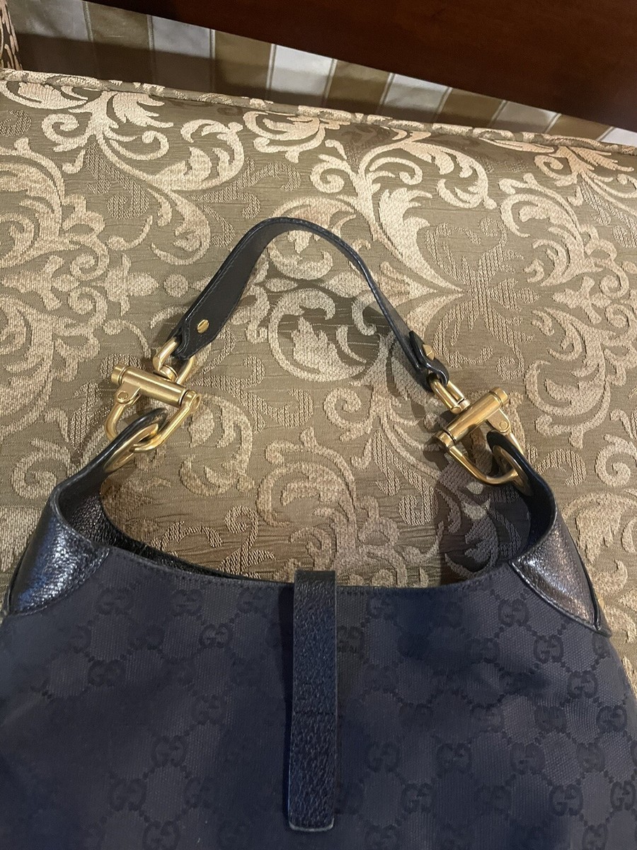Vintage Gucci Jackie O Monogrammed Canvas and Leather Hobo