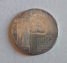 20 Lire 1928 in alpacca Mussolini Elmetto Regno (Copy Riproduzione) Gr. 16,54