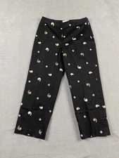 Betu Sport Capri Pants VINTAGE Womens 6 Black Embroidered Flowers 