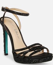 Betsey Johnson Women's Adde Platform Dress Sandals Black Size 5.5m