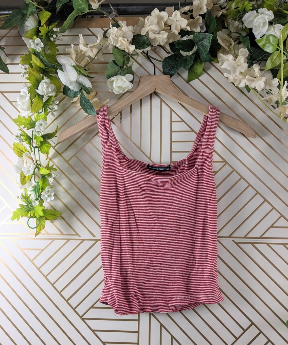 Brandy Melville Red White Striped Tank Square Neck READ | eBay Brandy Melville Red White Striped Tank Square Neck READ | eBay