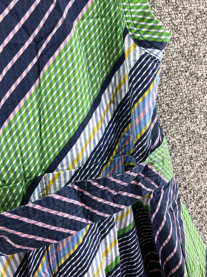 Vestido Tory Burch Verano Día de Campo Sesgo Envolvente 2 Rayas Estampado Completo Cinturón Largo Foto 4 de 4