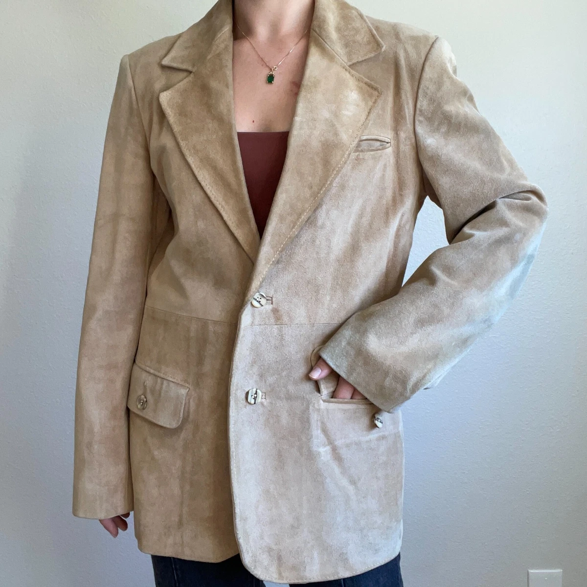 Vintage Chess King Light Brown 100 Suede Sport Coat Western Jacket Sz 42