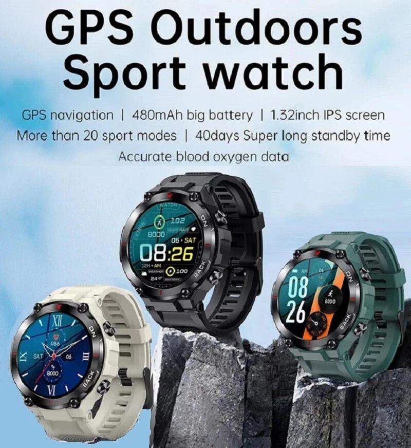 IP68 Waterproof GPS Navigation Outdoor Sports Smart Watch LEMFO K37 Long Standby - Image 2 of 4