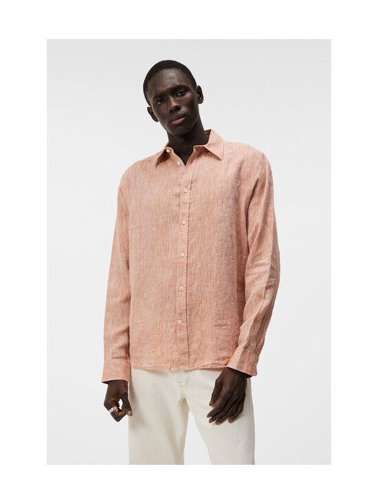 トップス deformation linen shirt J Lindeberg Men's Linen Shirt Melange LS Reg Fit FMST08305