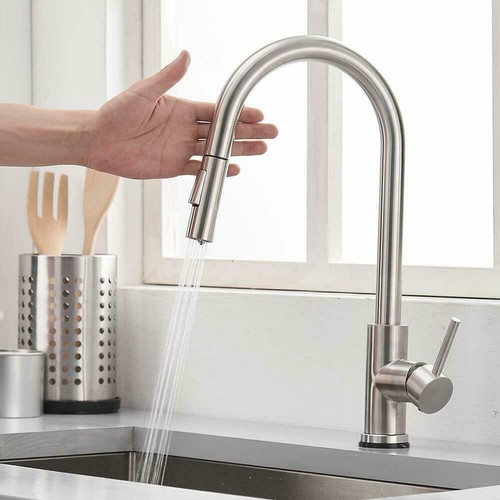 Sensor Touch Kitchen Sink Faucet Pull Down Sprayer Swivel Mixer Tap Single Lever - Picture 42 of 123