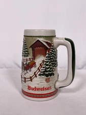 Budweiser 1984 Clydesdales 8 Horse Hitch Covererd Bridge 5th Holiday Stein