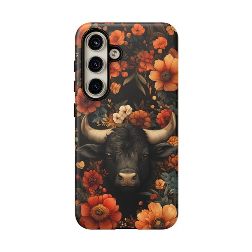 Black Boho Bull Orange Flower - Phone Case for iPhone, Galaxy, Pixel - 第 202/281 張圖片