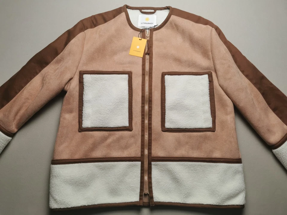 L. F. MARKEY Womens Size UK M-L Gordon Fawn Coat (BNWT) Vegan Shearling Jacket - Image 2 of 4