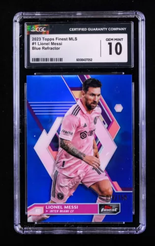 Lionel Messi 2023 Topps Finest MLS Blue Refractor #1 Inter Miami #78/150 CGC 10