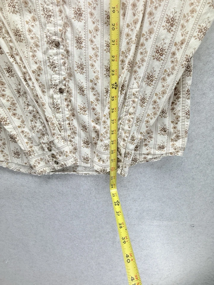 Southern Threads Long Sleeve Floral Tan-Brown Snap Men’s Dress Shirt Size L - Image 3 of 4