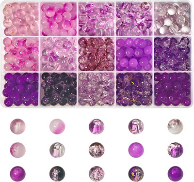 8mm Perlen Glasperlen für Armbänder 380+ Stück Beads Bastelperlen DIY Machen Set