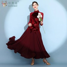 Ballroom Dancing Performance Clothes Velvet Modern Dress Modern Waltz Dance Wear