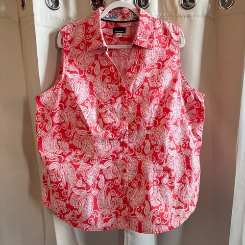 Basic Editions Womens Top Size 2X Orange Button Up Paisley Western Boho 18988 - Picture 1 of 9