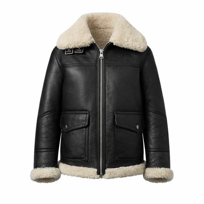 Men s Black Shearling Leather Aviator Jacket B3 Bomber Warm Winter Coat