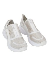 Michael Kors Sami Zip Trainer Sneakers Cream Sparkle Womens 7M