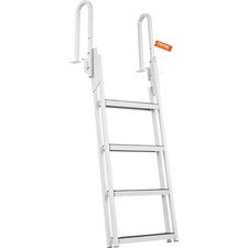 Dock Ladder Flip Up 4 Steps, 350lbs Load Capacity, Aluminum Pontoon Boat Ladder