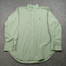 Ralph Lauren Dress Shirt Mens 17 34/35 Green Gingham Classic Fit Button Down
