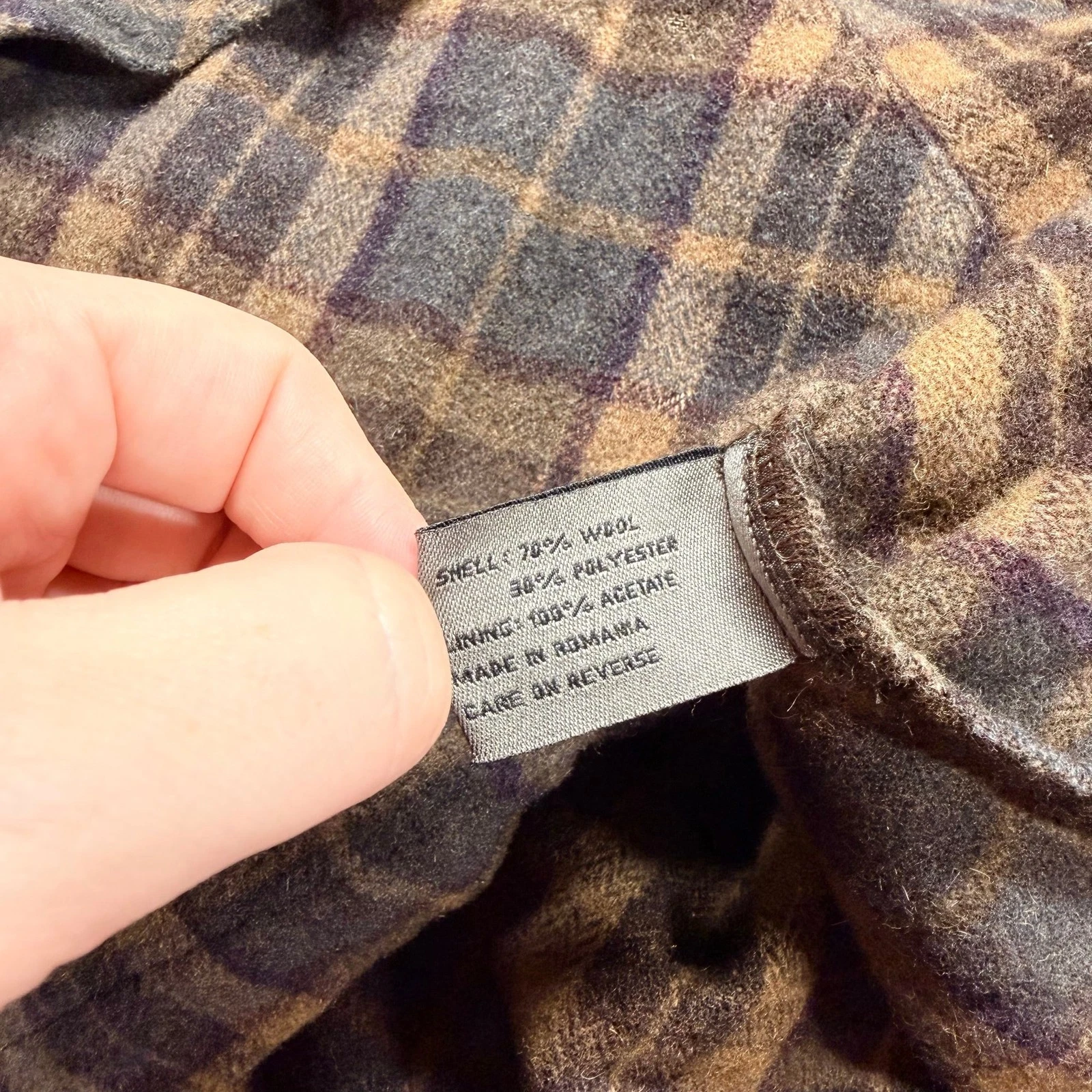 Le Collezioni Structure XL Wool Shirt 3 Pocket Plaid Jacket Italian XL Brown - product detail image 8