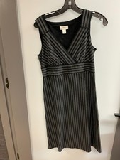 Ann Taylor Loft Black White Eyelet Faux Wrap Ladies Knee Length Dress Size 6