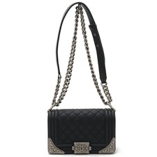 Chanel Leather Boy Chanel Matelasse Coco Mark Chain Shoulder Bag Women B One
