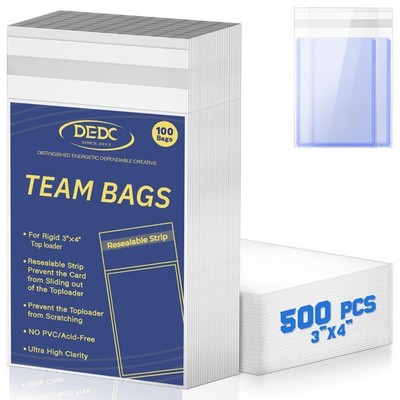 DEDC 500 Pcs Card Sleeves Team Bags for Trading 500 pcs, Transparency 