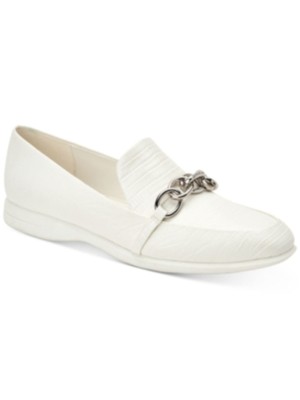 CALVIN KLEIN Womens White Lizard Print Chain Link Banda Wedge Loafers Shoes 5