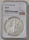 2017 AMERICAN SILVER EAGLE COIN $1 NGC MS69 BROWN LABEL SKU 8349240-189
