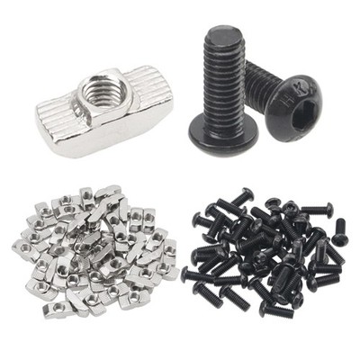 98Pcs 4040 Series T Nuts M6X16 Screws T Nut Hammer Head Nuts for 40 Series Euro