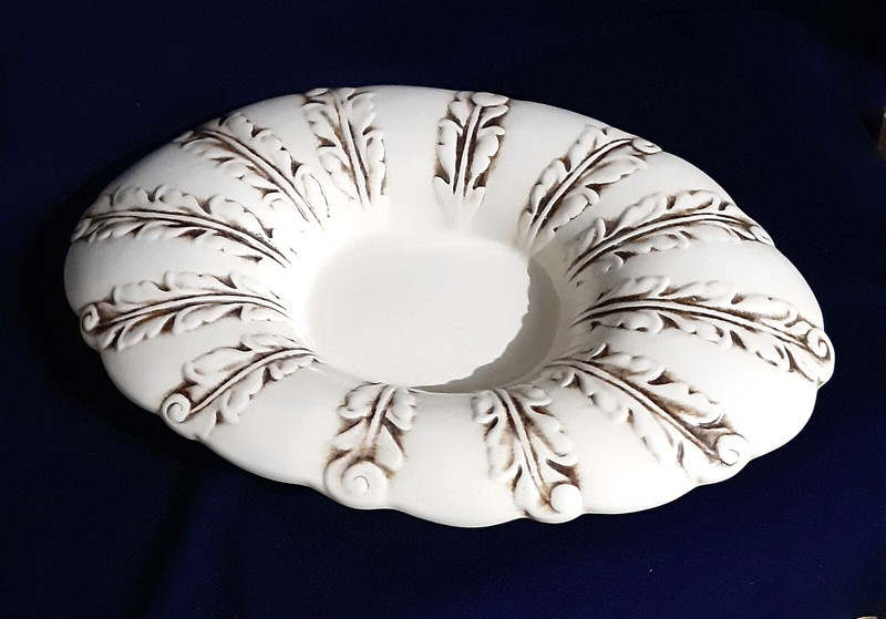 Red Wing Pottery #526 Center Console Tray, Fiddlehead Fern Design; USA 1940s
