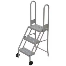 Tri-Arc Kdmf103166 54 In H Steel Tilt And Roll Ladder, 3 Steps, 300 Lb Load